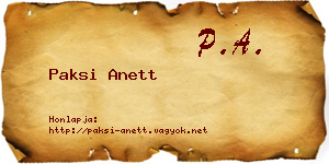 Paksi Anett névjegykártya